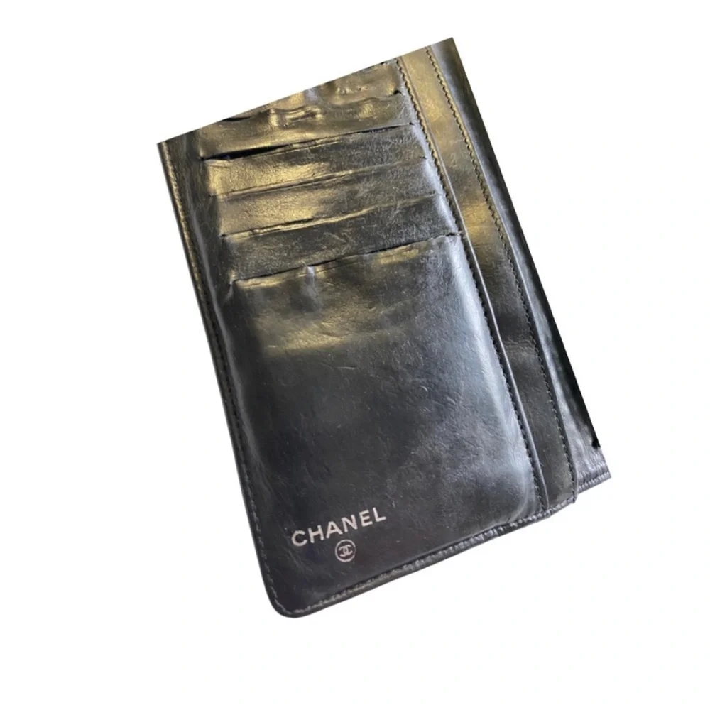 Chanel Micro Chocolate Bar Coco Mark Long Wallet Black Leather - Picture 10 of 13